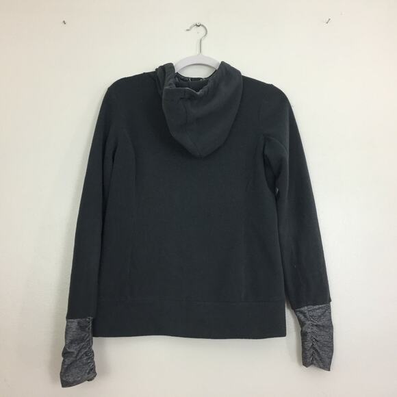 (N5) Y2K Old Navy Womens Jacket Size S Fleece Hooded Gray Performance Thumb Hole - Picture 4 of 8